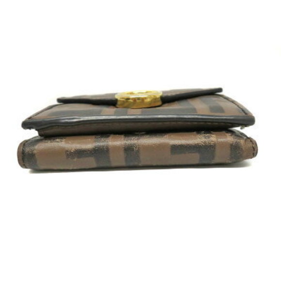 FENDI Tri Wallet Leather Zucca Brown - Picture 4 of 6